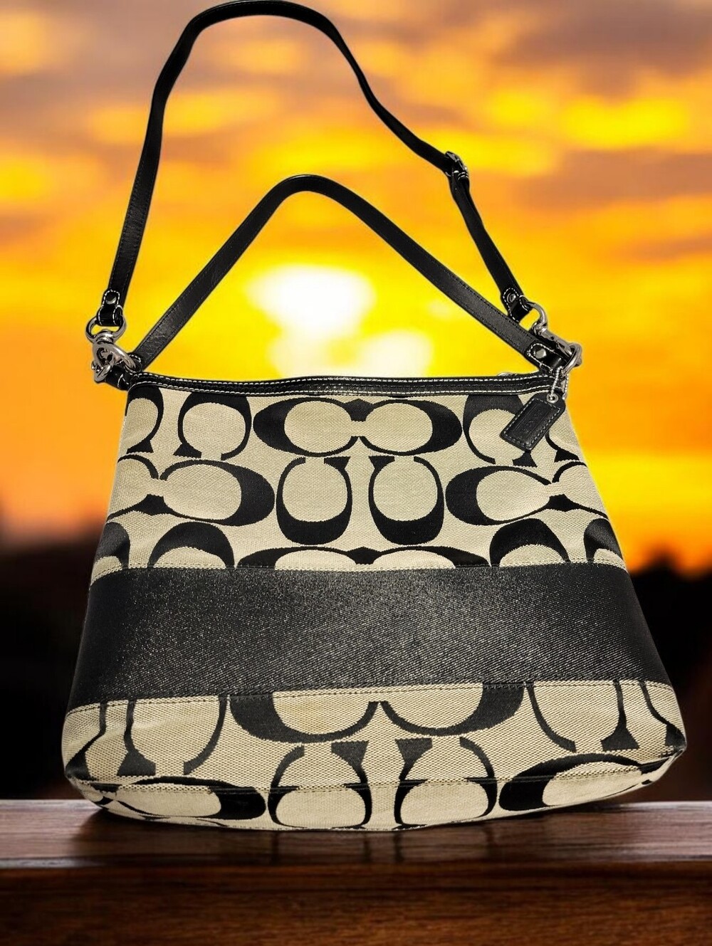 Coach EUC! Y2K Signature Stripe Convertible Crossbody Bag Style (F13674)